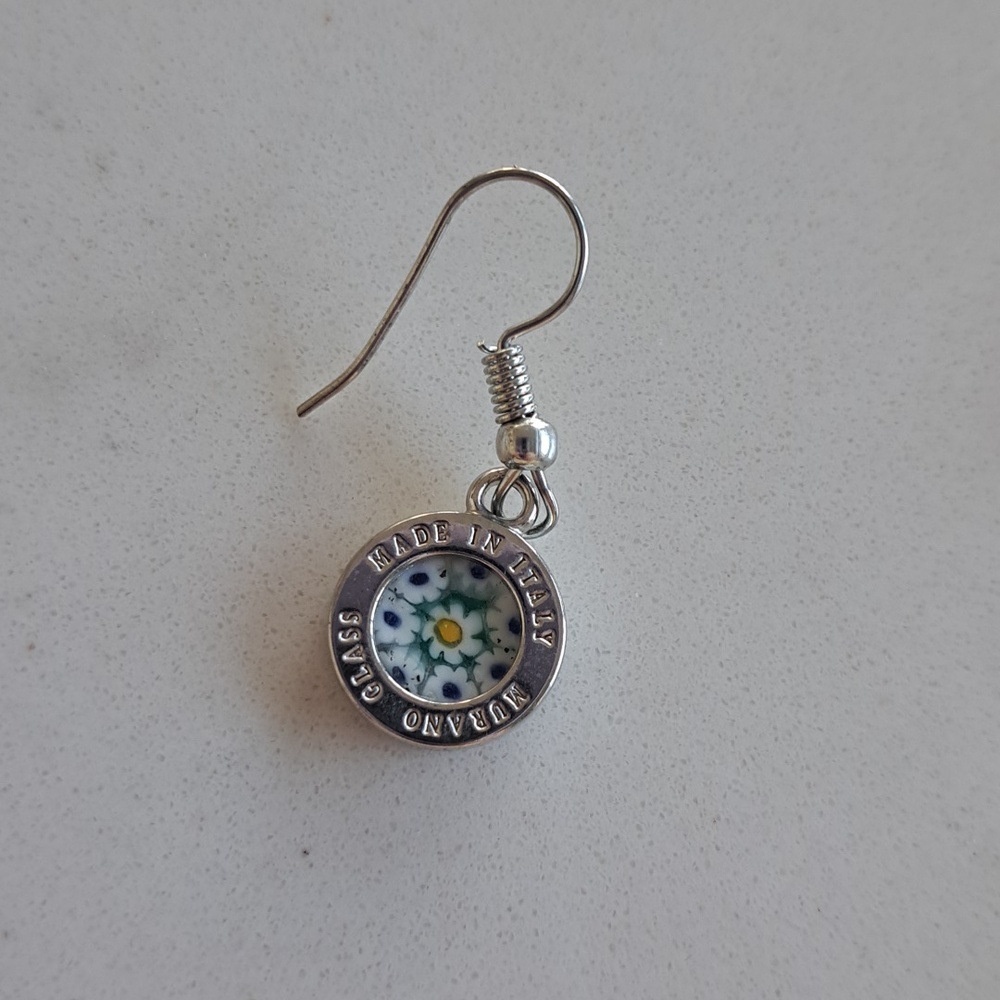 Millefiori Glass Mosaic Earrings From Italy - Picture 3 of 4